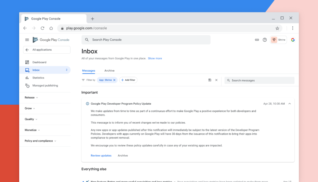 Google Play Console beta 版全新发布