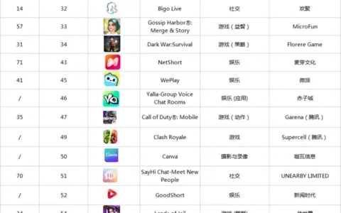 2025年8月沙特市场中国出海应用畅销榜 Top38