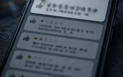 应用商店那条"这App是骗子"的差评被两千多人顶赞，压着我们4.1分整三个月；申诉三次没用，我换了个笨办法——评分自己爬回了4.6