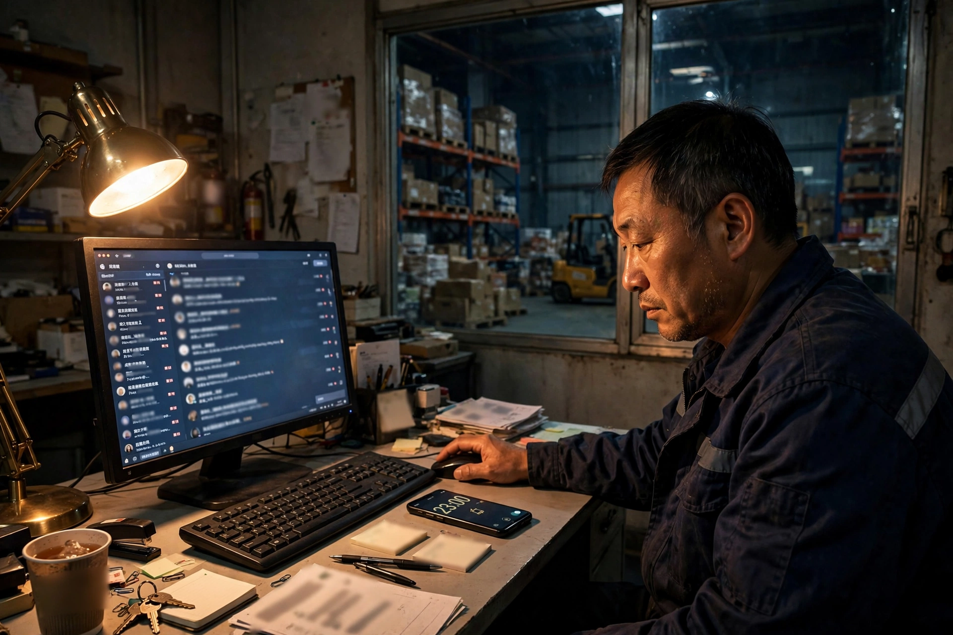 深夜十一点，老板在仓库办公室逐条清零九个号的私信